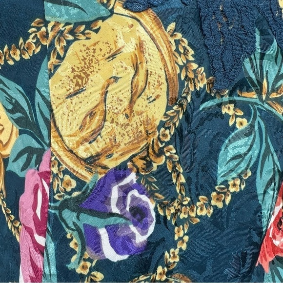 Vintage Victoria’s Secret Gold Label Floral Lace Chemise Slip Nightie Teal Med - Picture 6 of 15